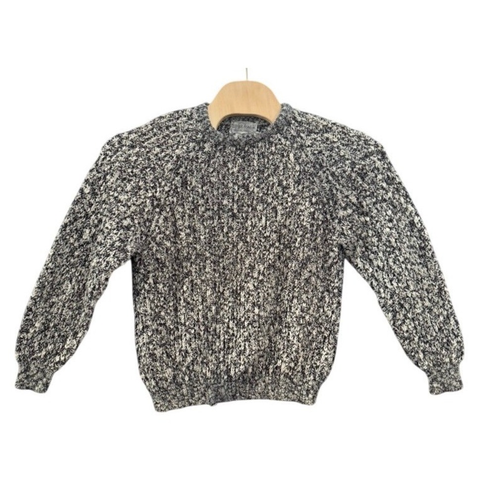 Patrick Malin Donegal Ireland Sweater Mens 46 Black White Cotton Linen Marled